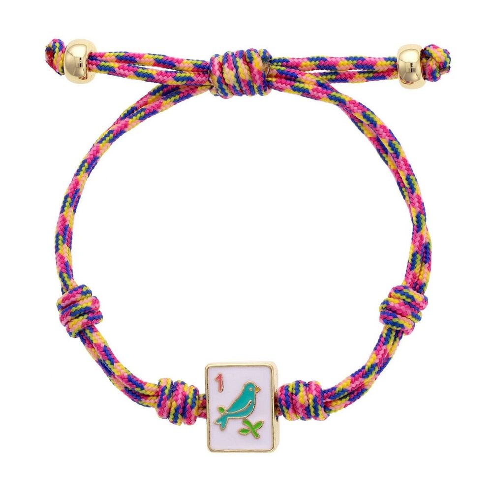 Sparrow Mahjong Tile Paracord Bracelet — Pink Multi